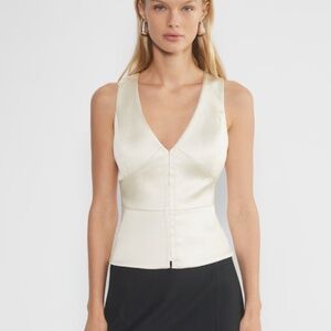 NWT Aritzia Canape Satin Top Satin V-neck peplum top